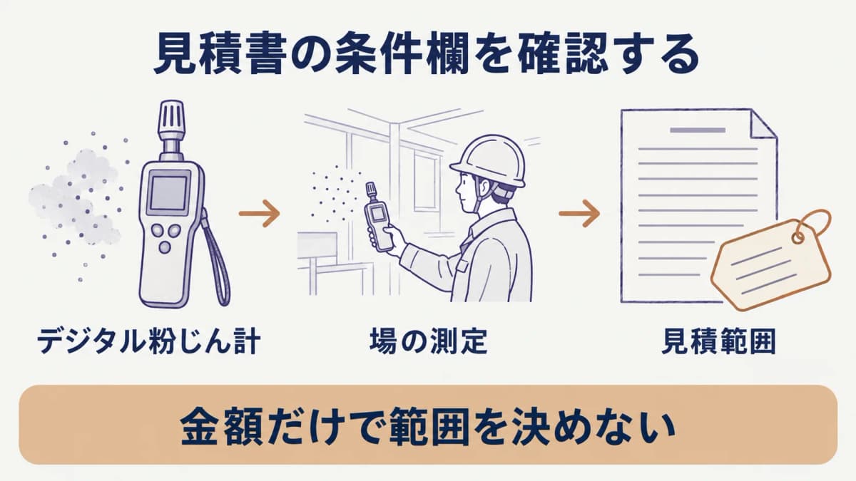 A測定とB測定の見積範囲を整理するデジタル粉じん計