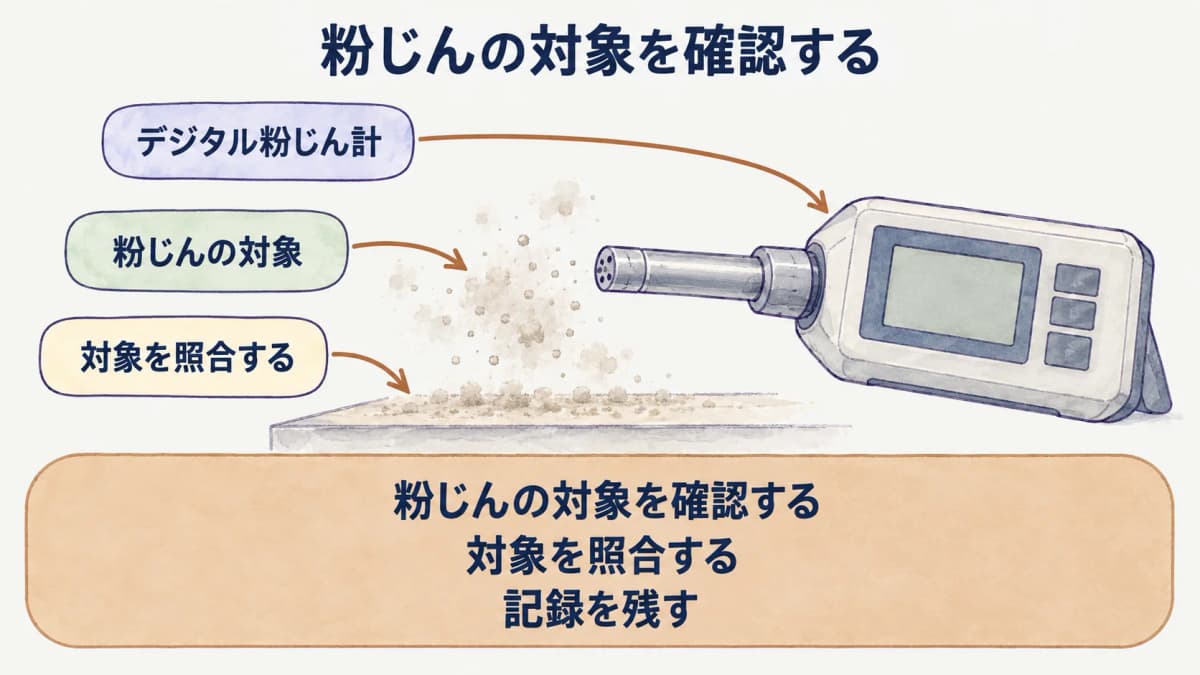 粉じんの対象作業場を確認するデジタル粉じん計