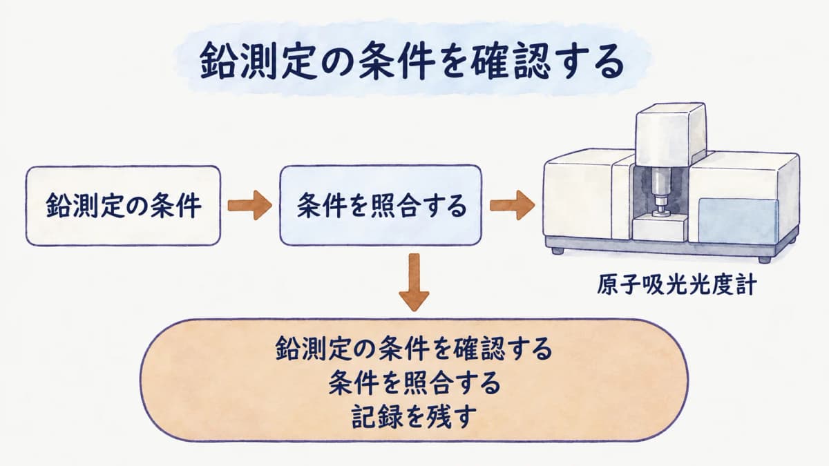 年次の測定記録を整理する原子吸光光度計