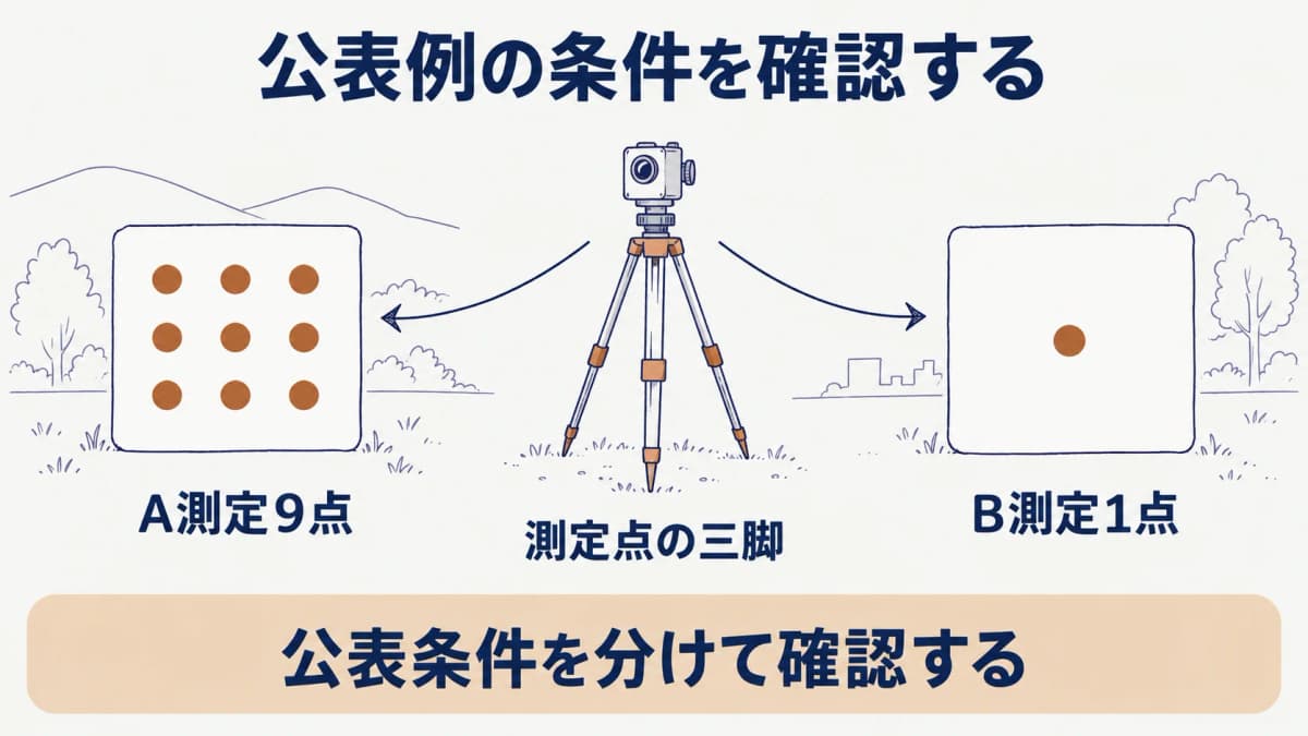 測定点数を整理する測定点の三脚