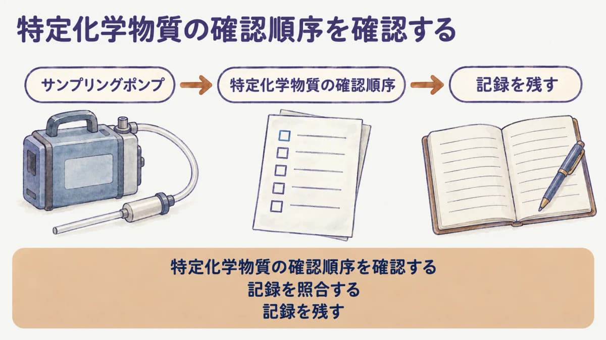 特定化学物質の記録を確認するサンプリングポンプ