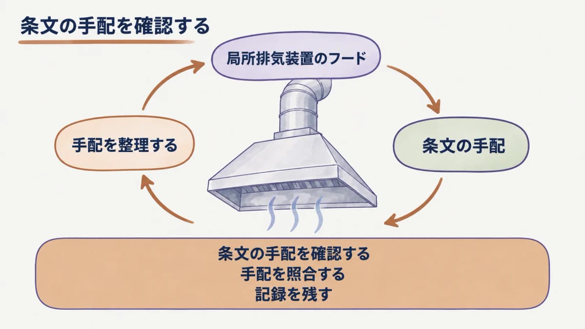 是正の順序を整理する局所排気装置のフード
